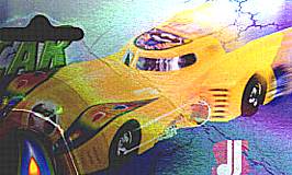 Car art showing Yellow batmobile